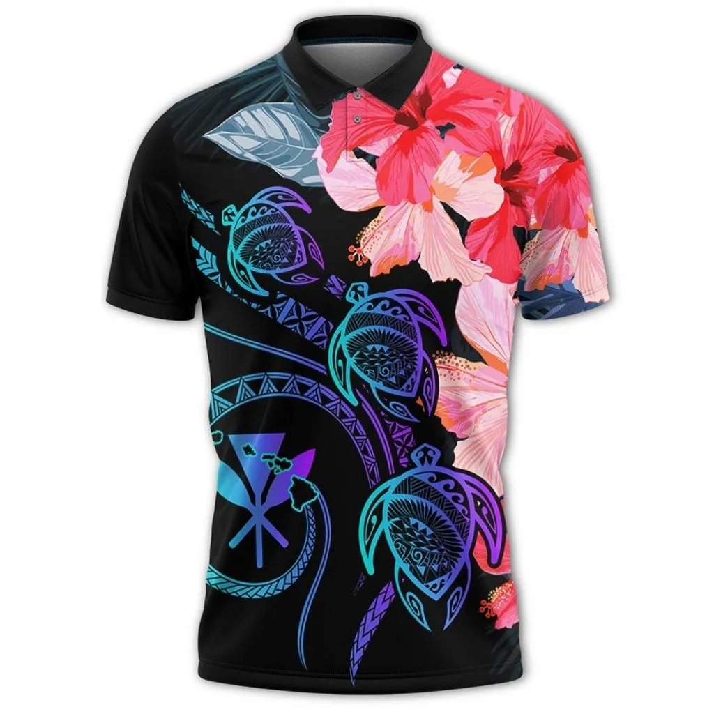 Hawaii Turtle Polynesian Tropical Polo Shirt - Cora Style