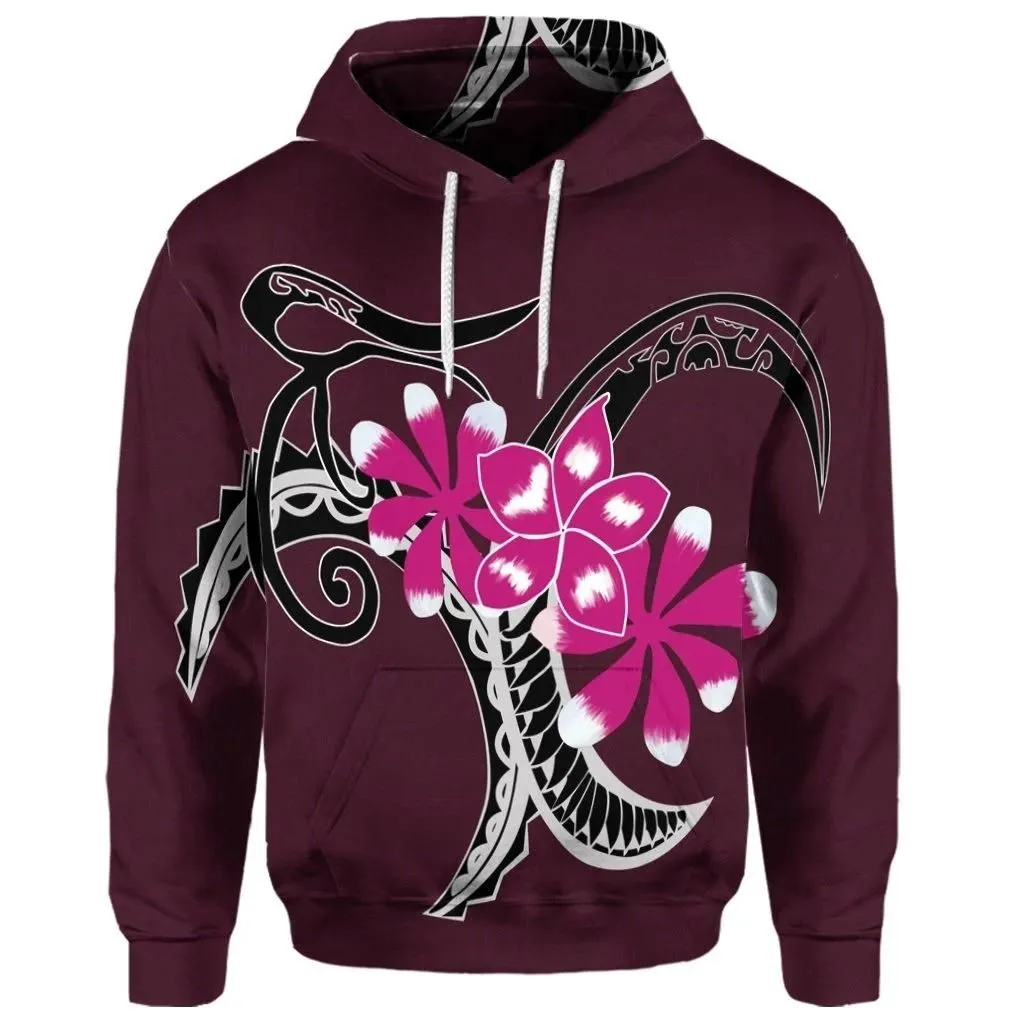 Alohawaii Hoodie - (Personalised) Hawaiian Plumeria Polynesian Pink Hoodie - AH - JR