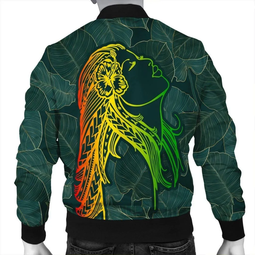 Hawaii Monstera Kalo Hula Girl Kanaka Maoli Bomber Jacket - AH