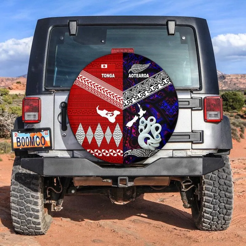 New Zealand And Tonga Spare Tire Cover Together - Purple LT8