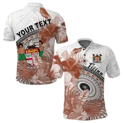 (Custom Personalised) Fiji Tapa Polo Shirt White Fijian Masi Be Loved Hibiscus LT13