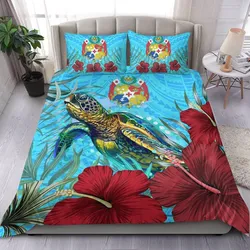 Alohawaii Bedding Set - Tonga Turtle Hibiscus Ocean Bedding Set A95