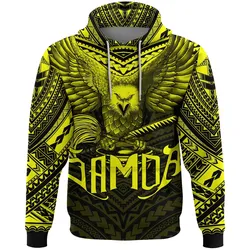 American Samoa Hoodie Eagle Tattoo Style Yellow A7