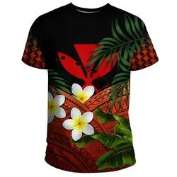 Kanaka Maoli Hawaiian S Polynesian Plumeria Banana Leaves Red Unisex 3D T-Shirt All Over Print Ozbjh