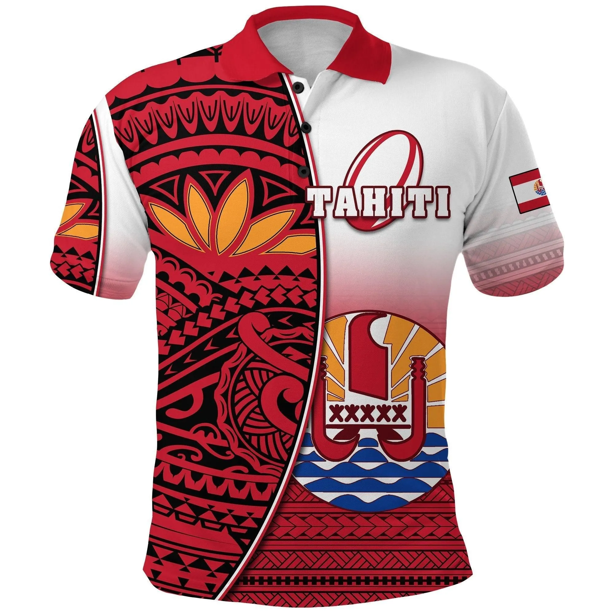 (Custom Personalised) Tahiti Rugby Polo Shirt Impressive - Custom Text and Number