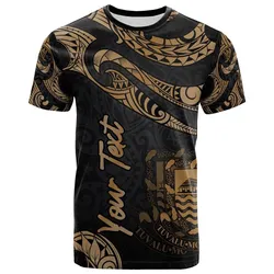 Tuvalu Polynesian Custom Personalised T shirt - Poly Tattoo Gold Version