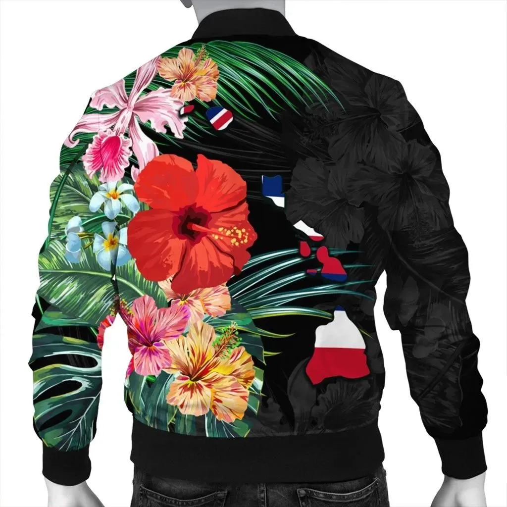 Alohawaii Jacket - Hawaiian Map Hawaii Flag Hibiscus Polynesian Bomber Jacket AH - J0R