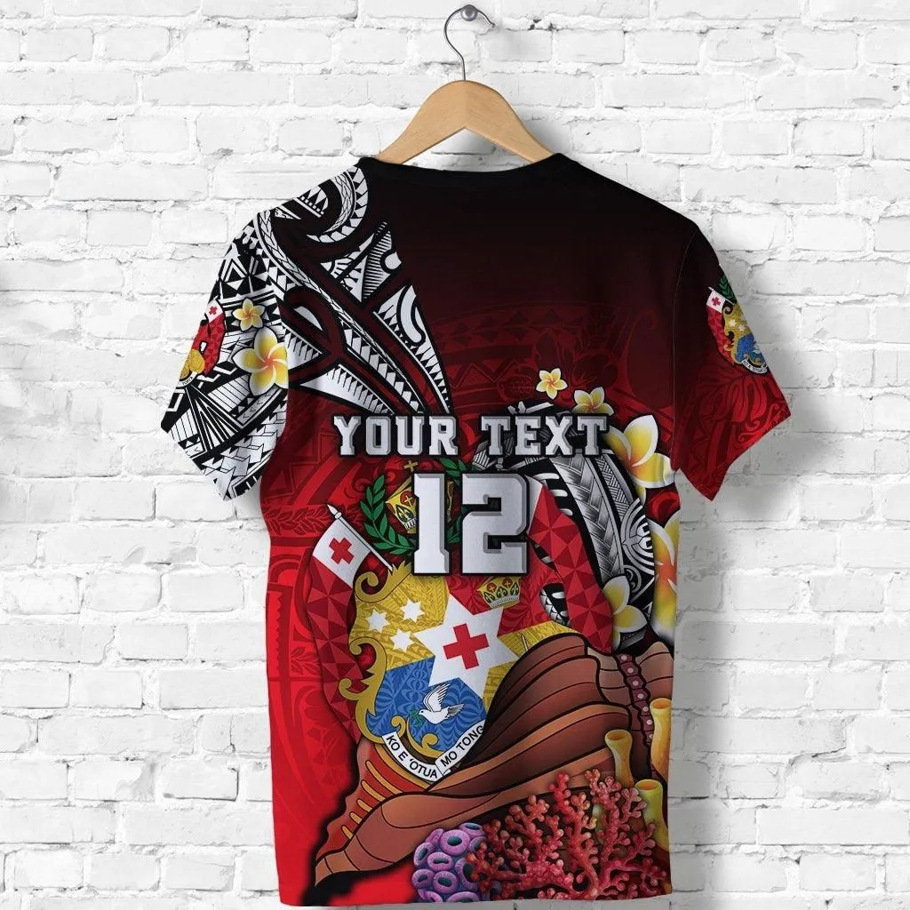 (Custom Personalised) Tonga Rugby T Shirt Polynesian Ocean World Style