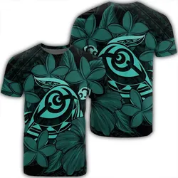 Alohawaii Tee - Hawaiian Turtle Hibiscus Plumeria Kanaka Polynesian T-Shirt Turquoise - Soft Style - AH - J4R