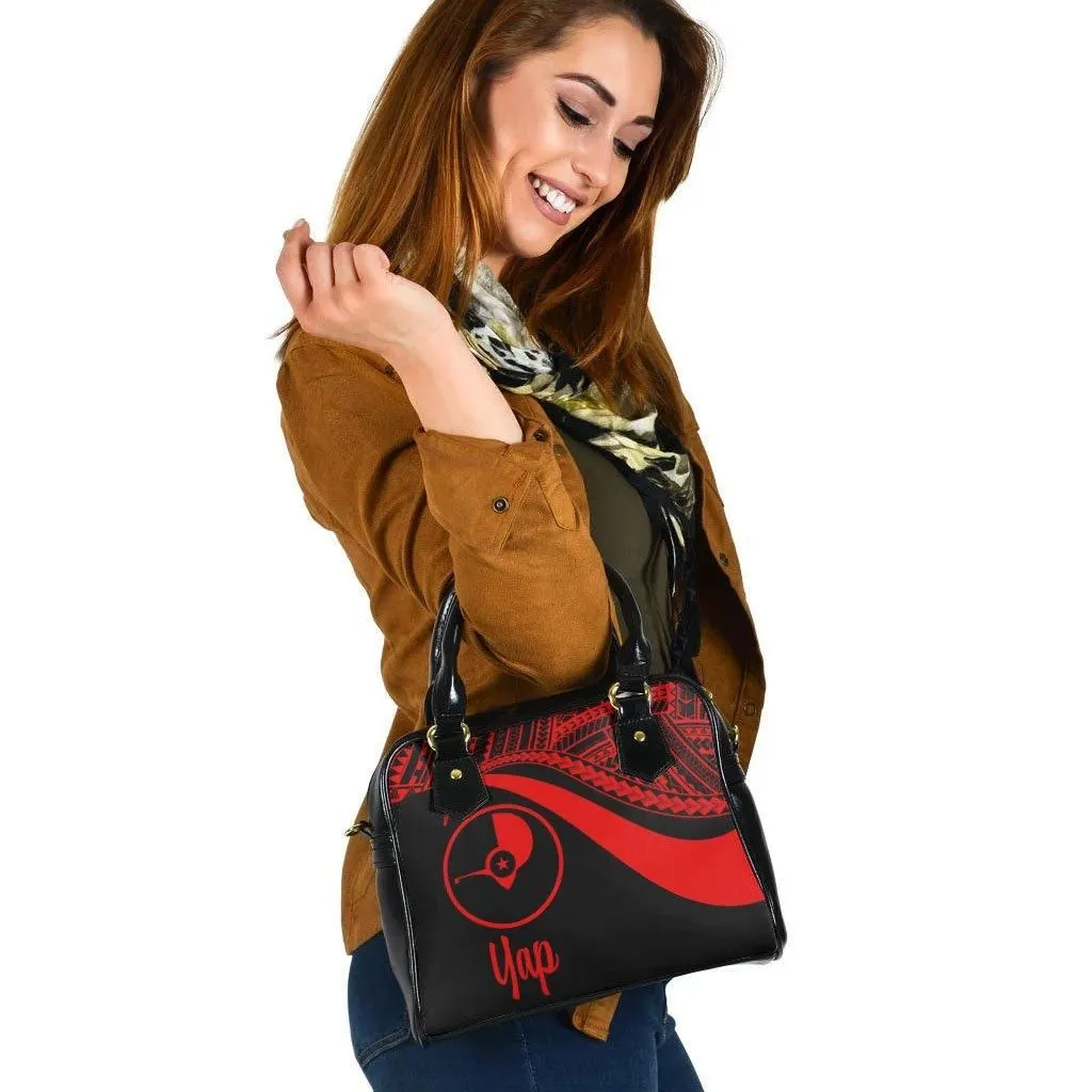 Yap Shoulder Handbag - Red Polynesian Tentacle Tribal Pattern