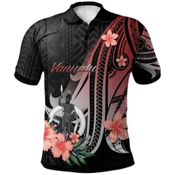 Vanuatu Polo Shirt - Red Polynesian Hibiscus Pattern Style