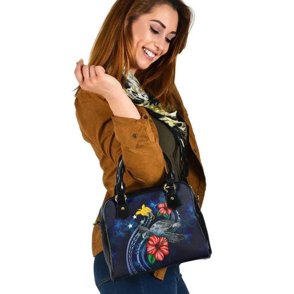 Philippines Polynesian Shoulder Hand Bag - Blue Turtle Hibiscus