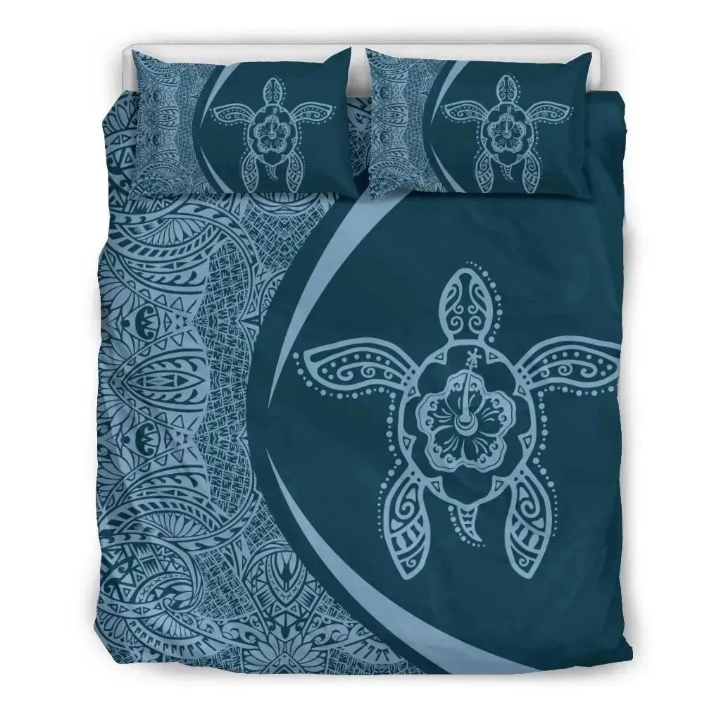 FamilyGater Home Set - Hawaiian Turtle Hibiscus Polynesian Bedding Set-Circle Style - AH - J7