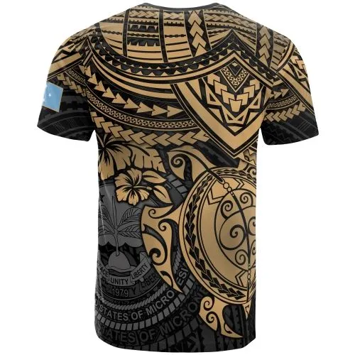 Federated States Of Micronesia T-Shirt - F S M Seal Golden Turtle Hibiscus