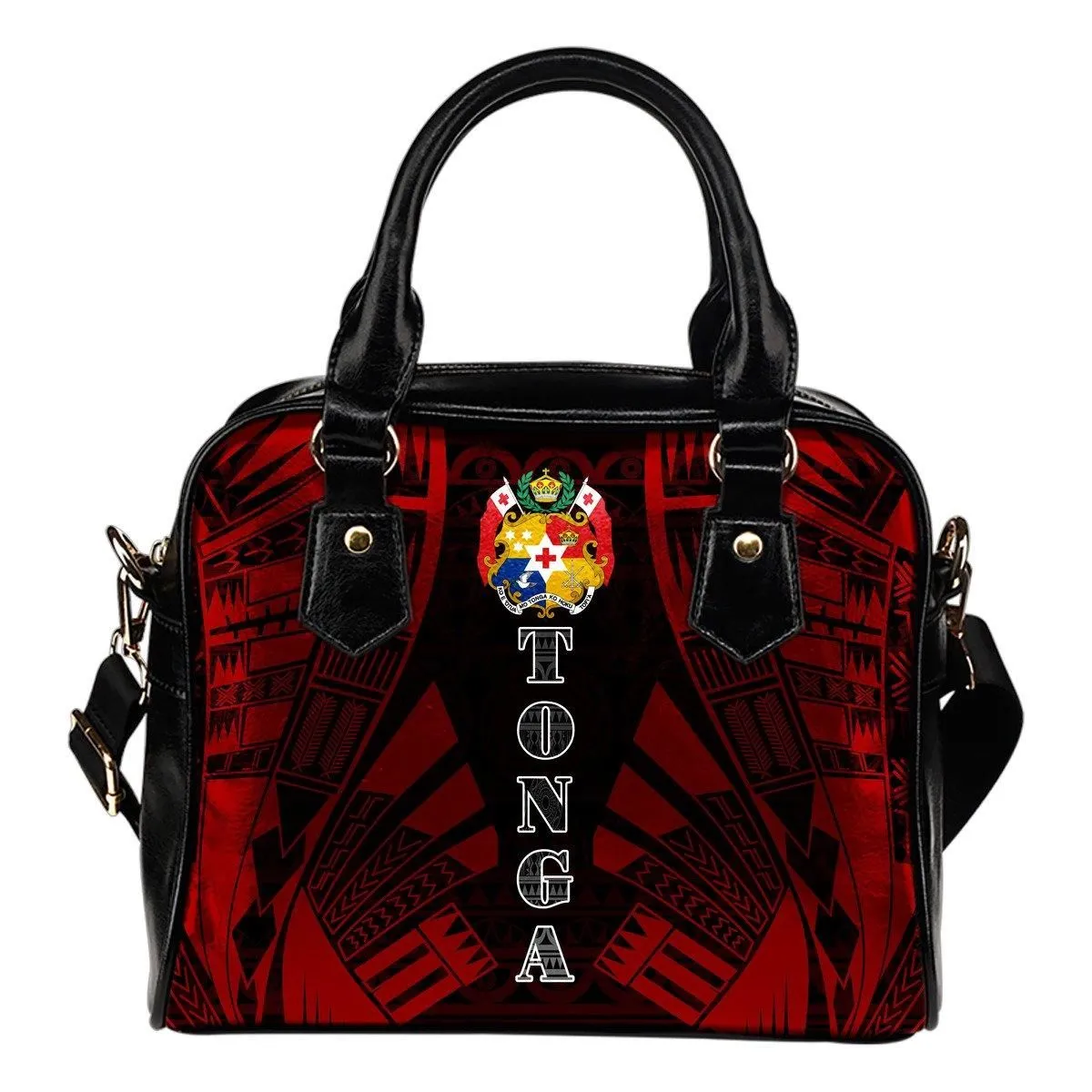 Tonga Shoulder Handbag - Polynesian Tattoo Red