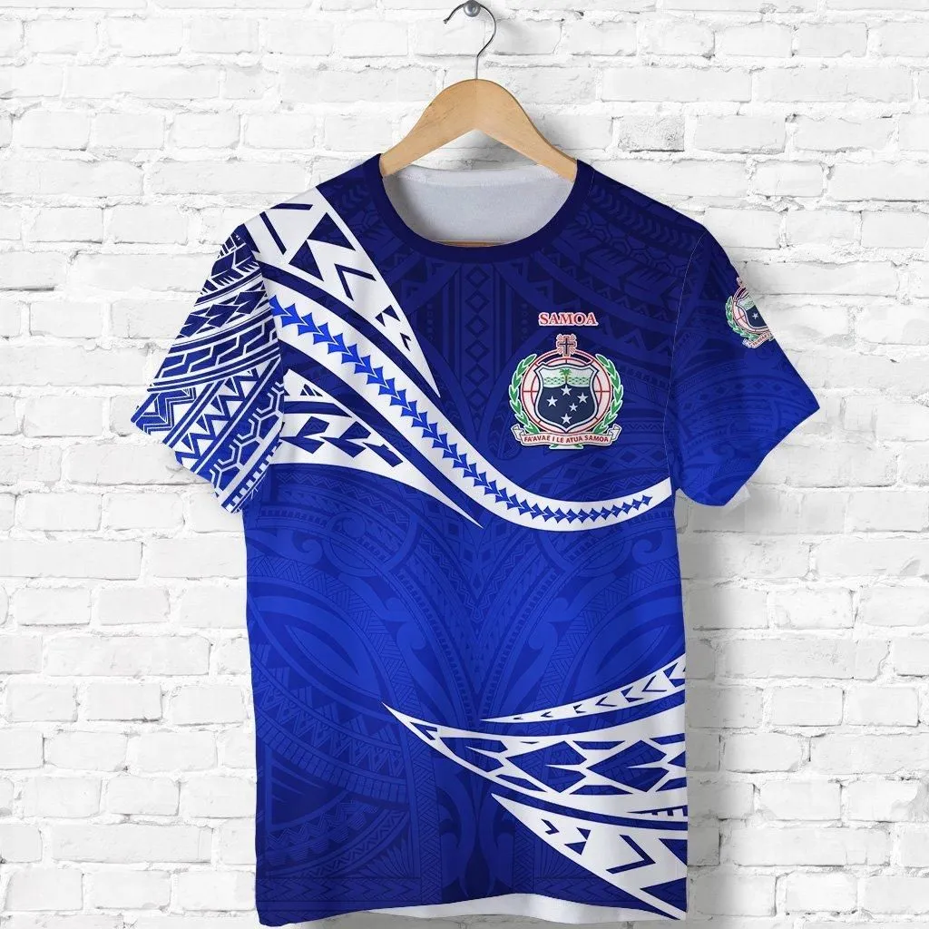 (Custom Personalised) Manu Samoa Rugby T Shirt Unique Version - Blue