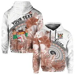 (Custom Personalised) Fiji Tapa Hoodie White Fijian Masi Be Loved Hibiscus LT13