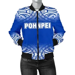 Pohnpei Womens Bomber Jacket - Fog Blue Style