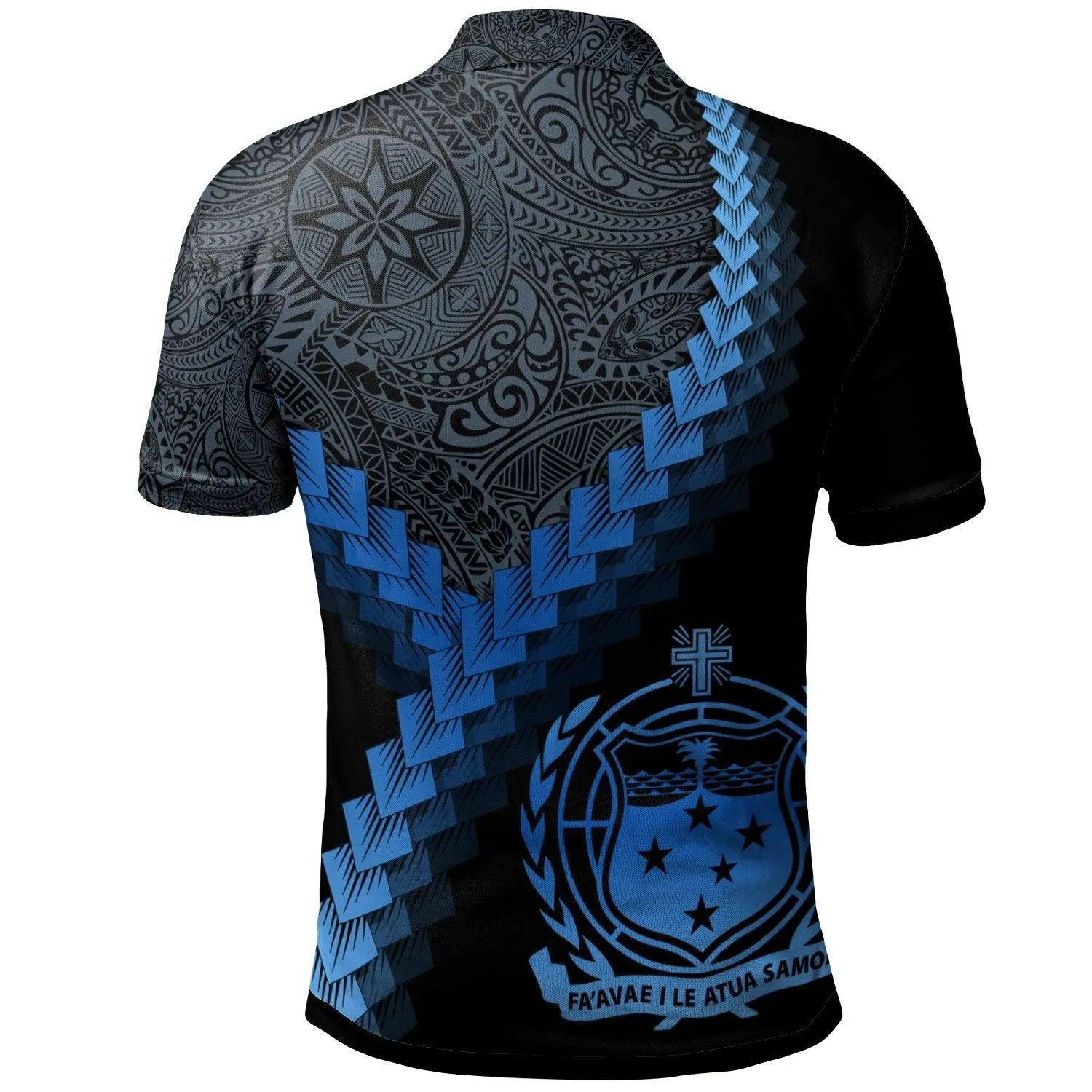 Samoa Polo Shirt - Samoa Coat Of Arms With Polynesian Tattoo Blue