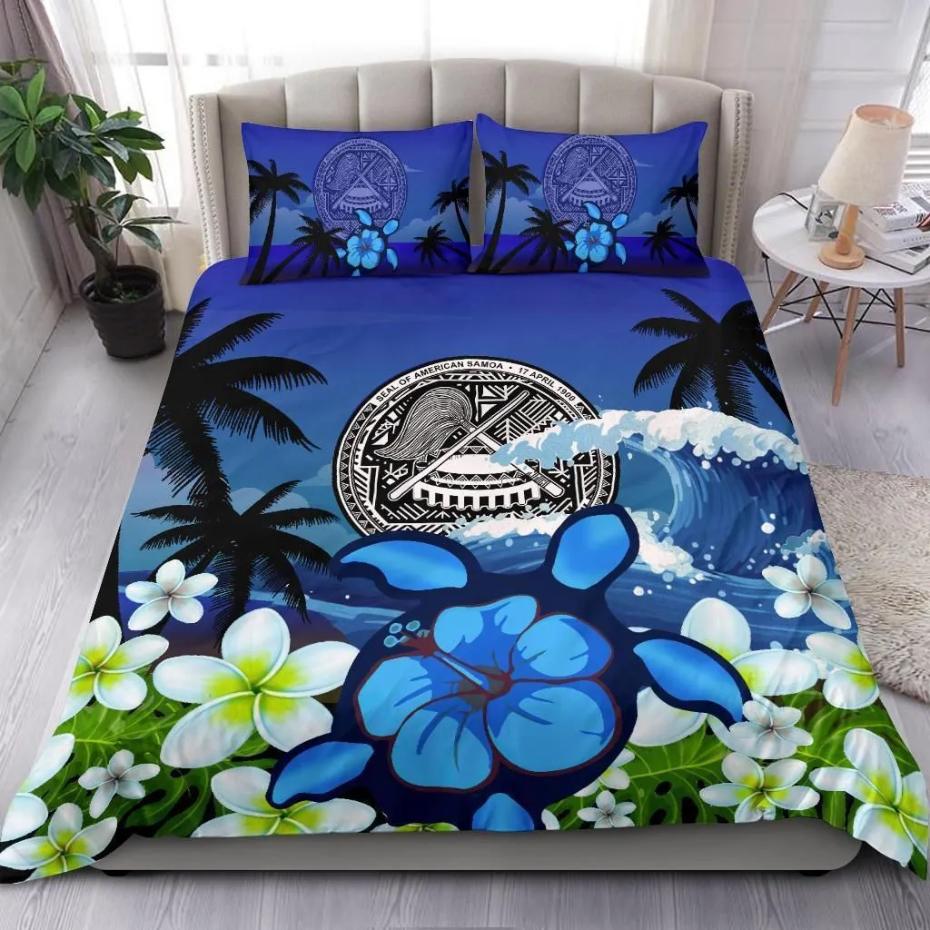 American Samoa Bedding Set Turtle Hibiscus