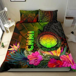 Northern Mariana Islands Polynesian Bedding Set - Hibiscus and Banana Leaves