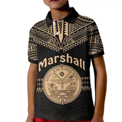Marshall Islands Polo Shirt KID Best Tattoo Version Golden LT13