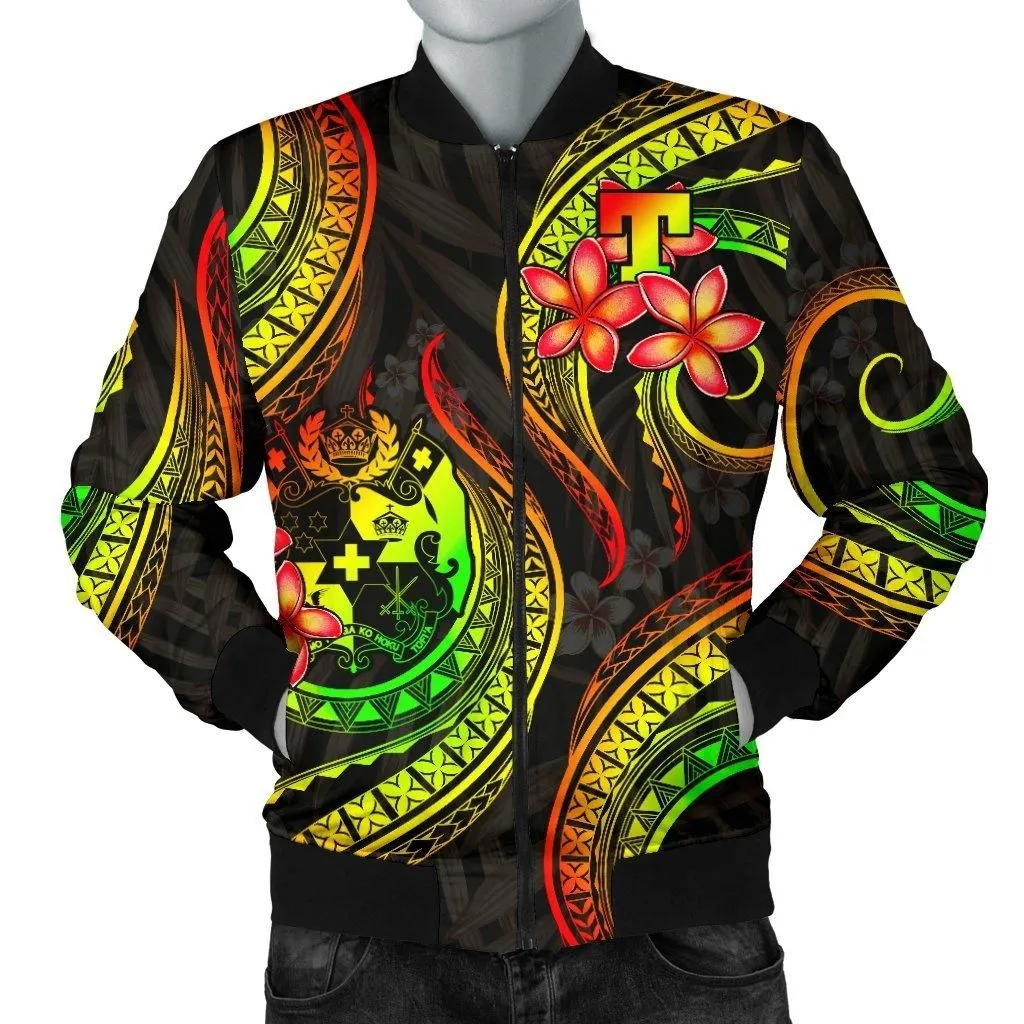 Tonga Polynesian Men Bomber Jacket - Reggae Plumeria
