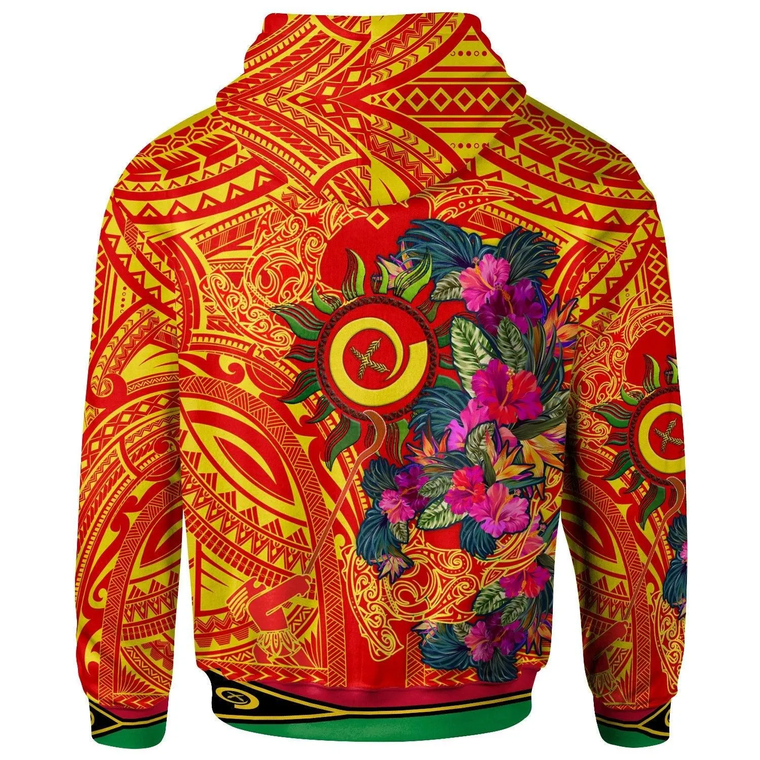 Polynesian Hoodie - Vanuatu Symbols With Hibiscus Ver03