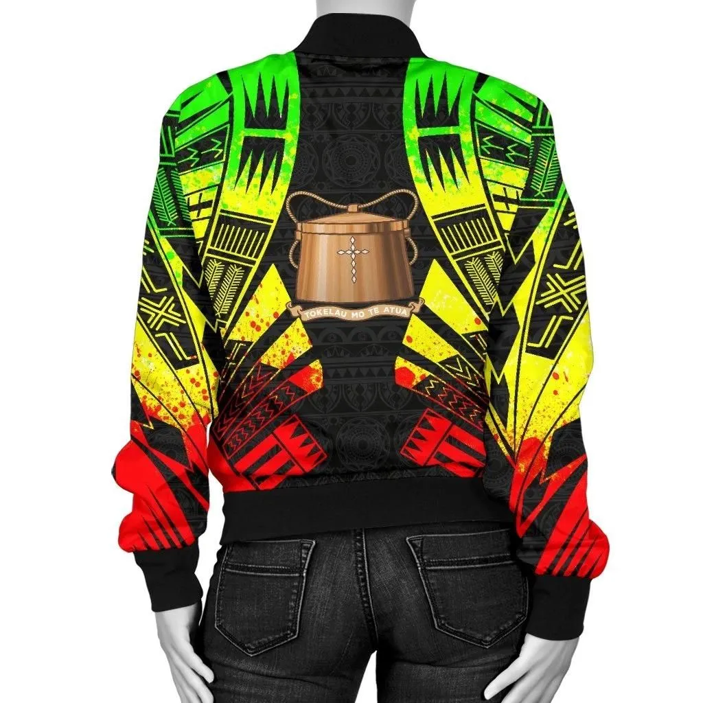 Tokelau Women Bomber Jacket - Polynesian Tattoo Reggae - BN0110