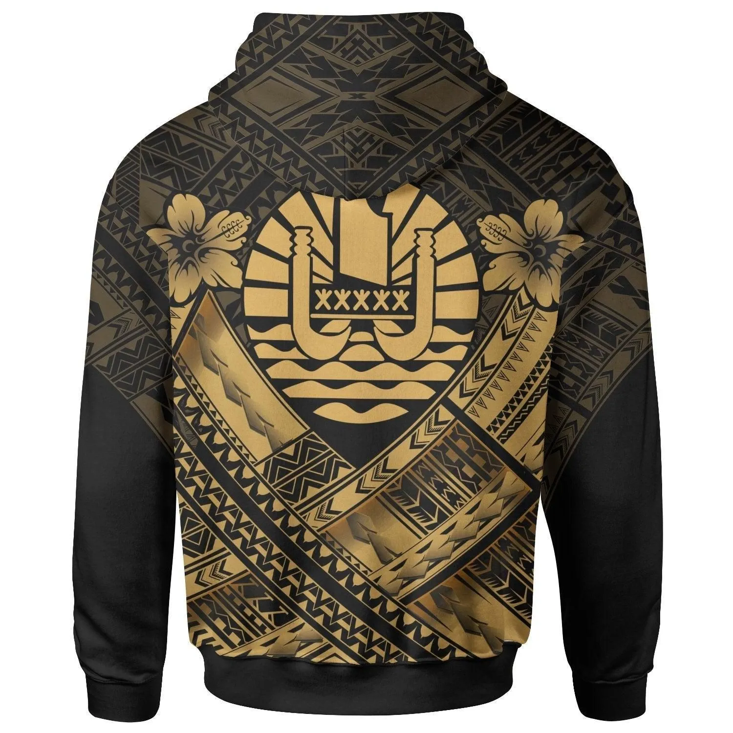 Tahiti Custom Personalised Polynesian Hoodie - Tahiti Gold Seal Camisole Hibiscus Style