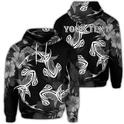Alohawaii Hoodie - (Personalised) Hawaiian Hammerhead Shark Hibiscus White Polynesian Hoodie - AH - J4R