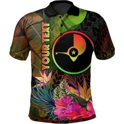 YAP Polynesian Personalised  Polo Shirt -  Hibiscus and Banana Leaves