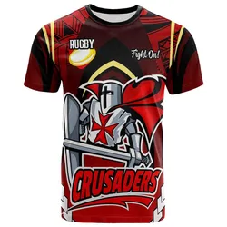 Crusaders Rugby T-Shirt - Custom Crusaders Rugby League with Polynesian Culture T-Shirt