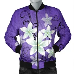 Alohawaii Jacket - Hawaiian Plumeria Polynesian Bomber Jacket - Purple - AH - J4R