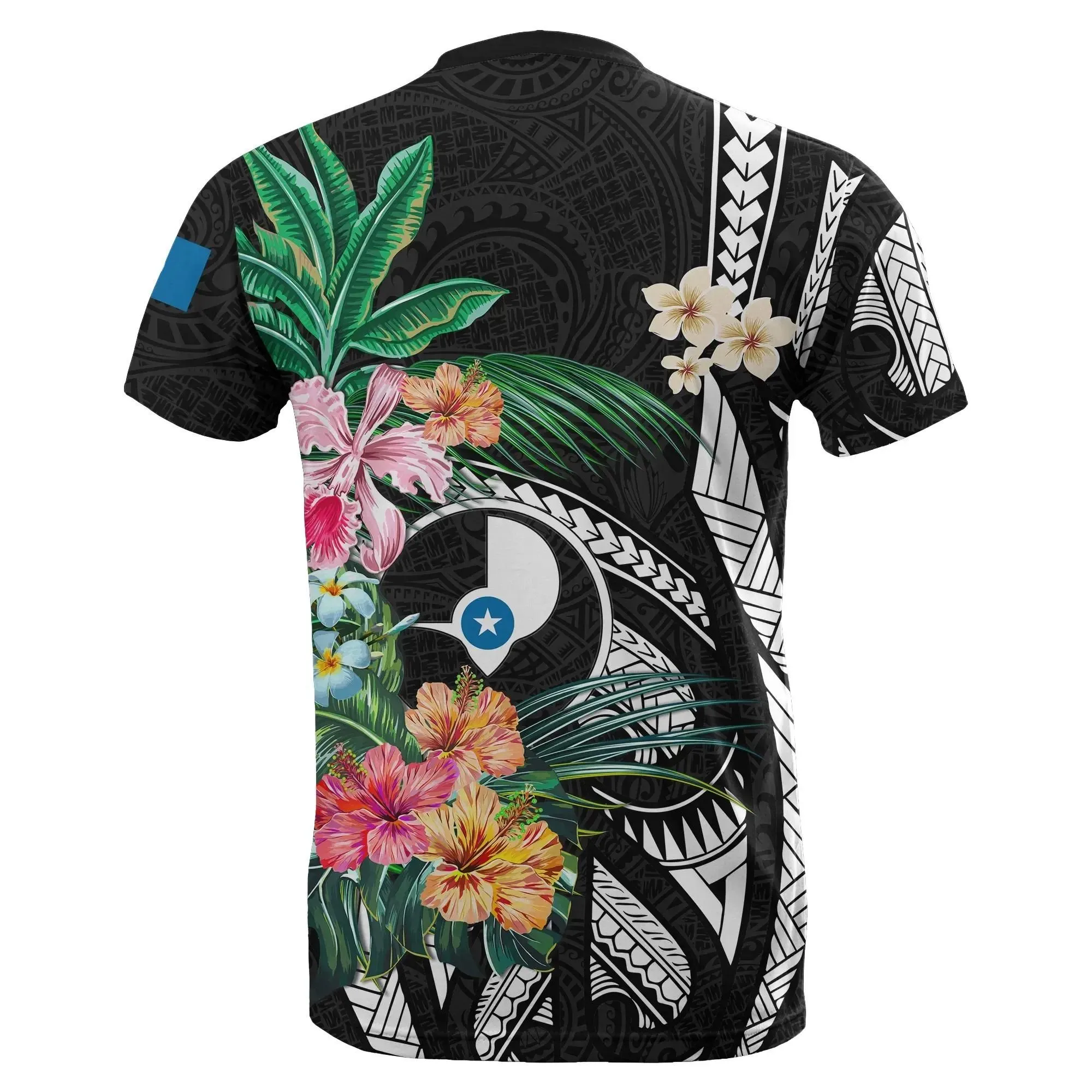 Yap T-Shirt Coat Of Arms Polynesian With Hibiscus TH5