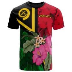 Vanuatu  T-Shirts - Vanuatu Flag with Hibiscus