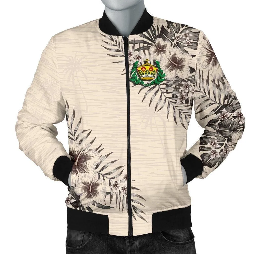 Tonga Mens Bomber Jacket - The Beige Hibiscus