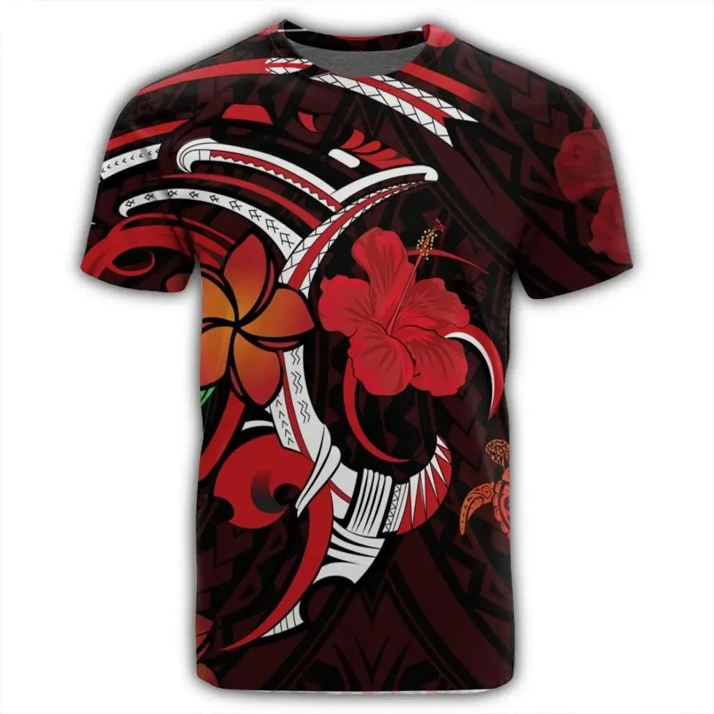 Alohawaii Tee - Hawaiian Turtle Hibiscus And Plumeria Flower Polynesian T-shirt AH - J4R