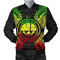 Federated States Of Micronesia Polynesian Mens Bomber Jacket Map Reggae