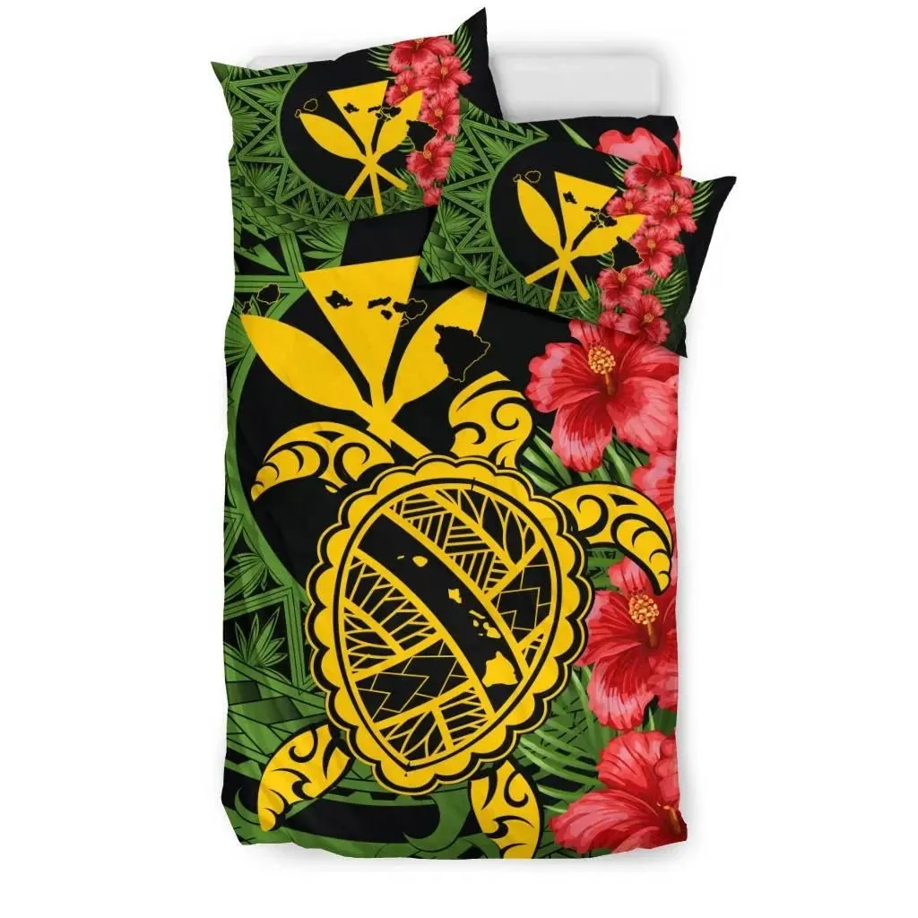 FamilyGater Home Set - Hawaii Turtle Hibiscus Polynesian Bedding Set - Aphos Style - AH - J4