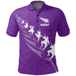 Polynesian Pride Polo Shirt - Rugby Haka Fern Polo Shirt Violet