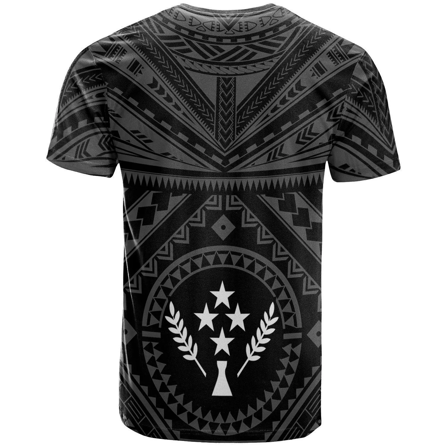 Kosrae T-Shirt - Kosrae Flag In Polynesian Tattoo Style (Black)