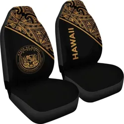 Hawaii Car Seat Covers - Hawaii Seal Polynesian Gold Curve - Unique Design