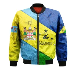 Malampa Fiji Day Bomber Jacket Polynesian Line Arty Style LT9