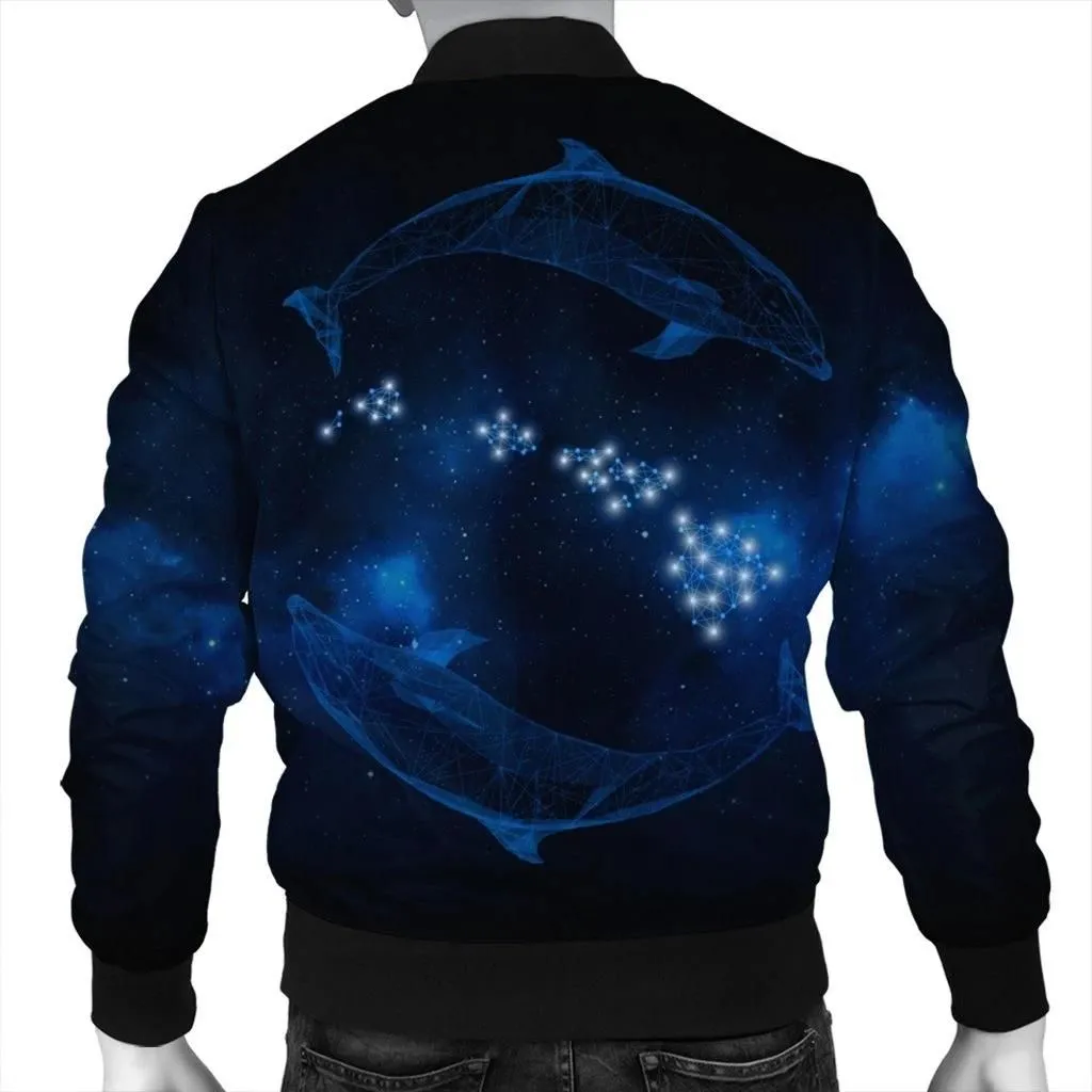 Alohawaii Jacket - Hawaiian Map Galaxy Zodiac Dolphin Polynesian Bomber Jacket - AH - J4R