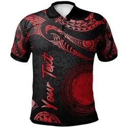 Northern Mariana Islands Polynesian Custom Personalised Polo Shirt - Poly Tattoo Red Version