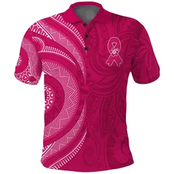 Breast Cancer Awareness Polo Shirt Hibiscus Polynesian No One Fights Alone LT13