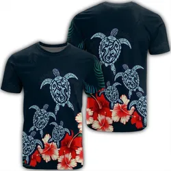 Hawaiian Hibiscus And Turtle Polynesian T-Shirt - AH
