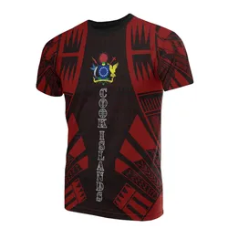 Cook Islands T Shirt - Cook Islands Coat Of Arms Polynesian Tattoo Red Style