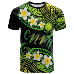 Northern Mariana Islands Custom Personalised T-Shirt - Plumeria Polynesian Vibe Green